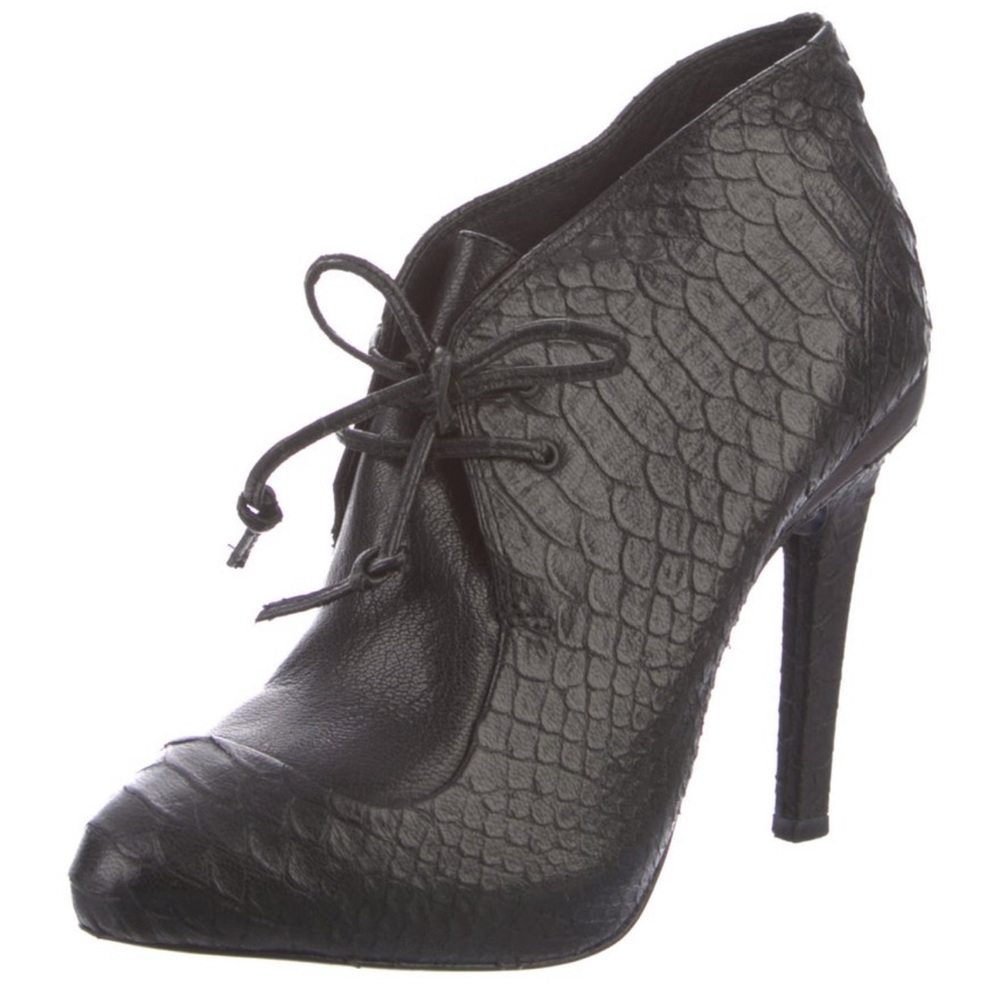 Rebecca Minkoff Black Textured Lace-Up Heels